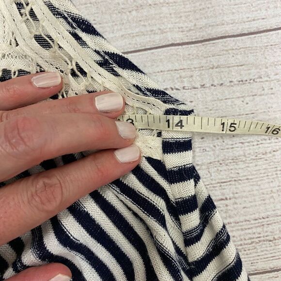 Hazel 100% cotton striped dress with lace size medium women - Picture 12 of 13